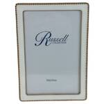 Russell Collection Frame - White & Gold Tone Beaded Frame 4x6in