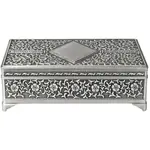 Russell Collection - Pewter Finish Diamante Jewellery Box Large