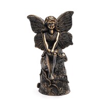Jardinopia Cane Companion - Antique Bronze Fairy Sitting On Tree Stump