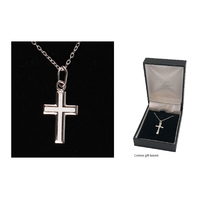 Sterling Silver Necklace with Cross - Matte