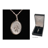 Sterling Silver Necklace with Saint Christopher Medal