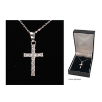 Sterling Silver Necklace with Stone Cross