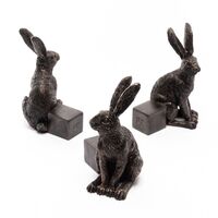 Jardinopia Potty Feet - Antique Bronze Vigilant Hare (Set Of 3)
