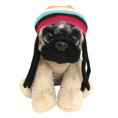 Doug The Pug Plush with Rasta Hat Large