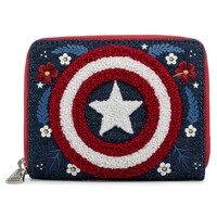 Loungefly Marvel - Captain America Floral Shield Zip Around Wallet