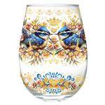 Lisa Pollock - Golden Glamour Stemless Glass Royal Wrens