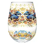 Lisa Pollock - Golden Glamour Stemless Glass Royal Wrens