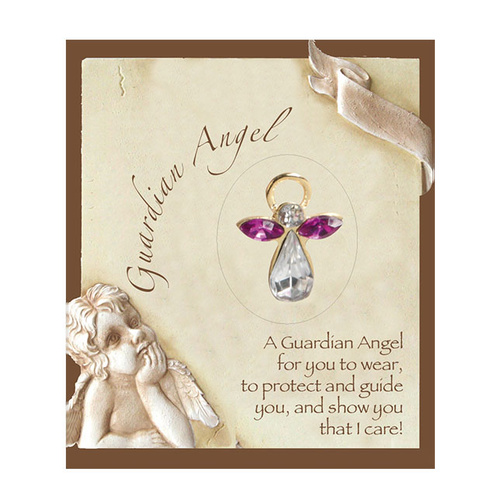 Guardian Angel Birthstone Lapel Pin - February