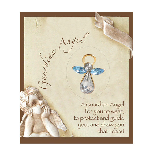 Guardian Angel Birthstone Lapel Pin - March