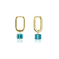 Marvel Couture Kingdom - Tesseract Crystal Drop Earrings Yellow Gold