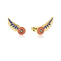 Marvel Couture Kingdom - Captain America Wings Stud Earrings Yellow Gold