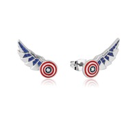 Marvel Couture Kingdom - Captain America Wings Stud Earrings Silver