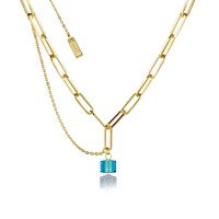 Marvel Couture Kingdom - Tesseract Crystal Necklace Yellow Gold