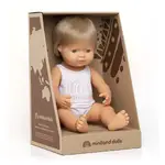 Miniland Baby Doll - Caucasian Dark Blonde Boy 38cm