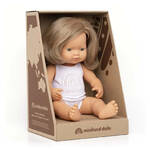 Miniland Baby Doll - Caucasian Dark Blonde Girl 38cm