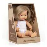Miniland Baby Doll - Caucasian Dark Blonde Girl 38cm
