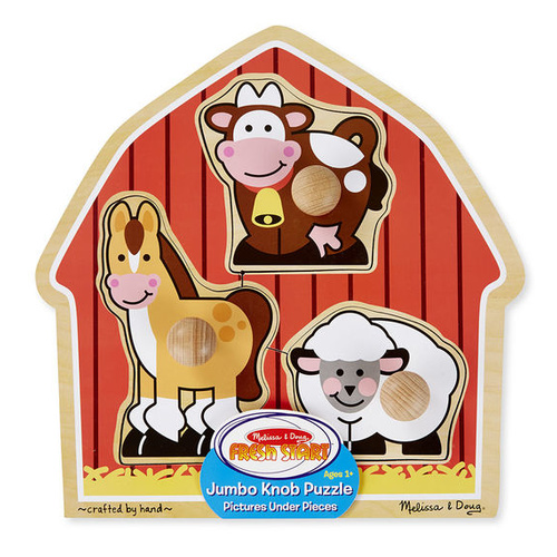 Melissa & Doug Jumbo Knob Puzzle - Barnyard Animals 3pc