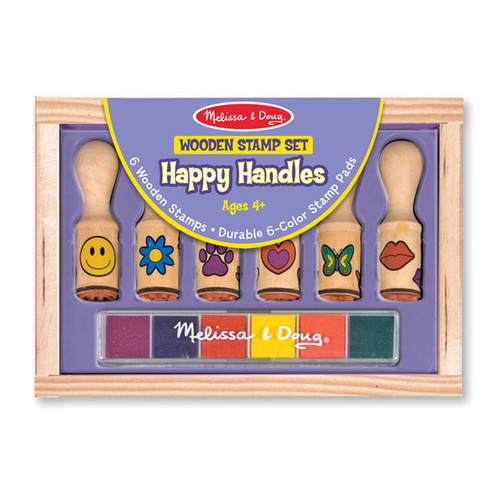 Melissa & Doug Wooden Stamp Set - Happy Handles
