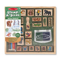 Melissa & Doug Wooden Stamp Set, Happy Handles