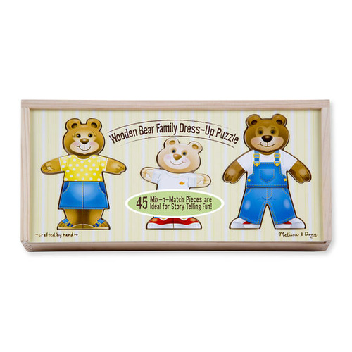 Melissa & Doug Puzzle - Wooden Bear Family Dress Up (45pc)