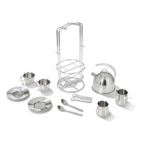 Melissa & Doug Kitchen Play - Stainless Steel Tea Set and Storage Stand