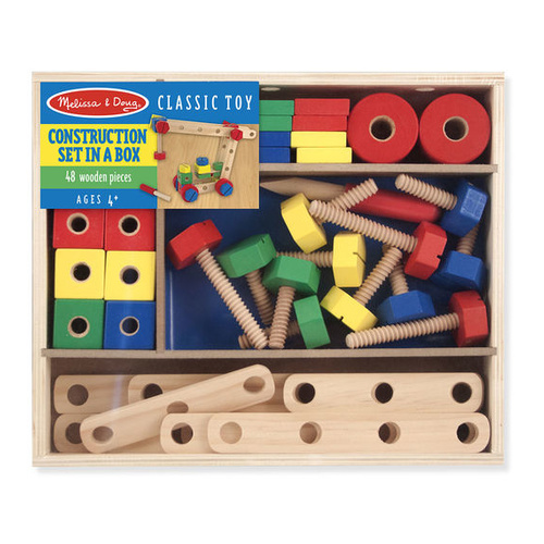 Melissa & Doug Classic Toy - Construction Building Set in a Box