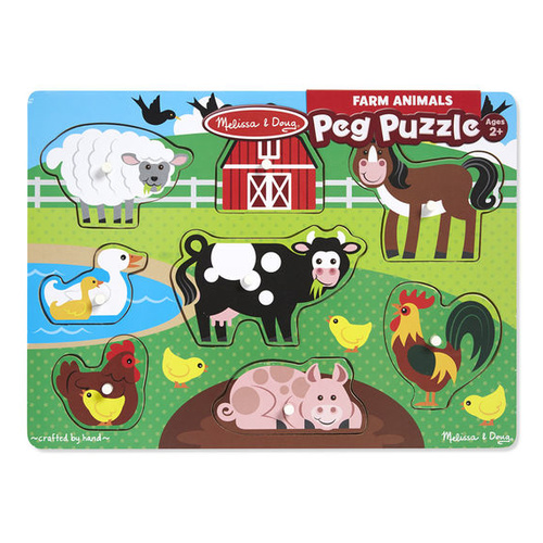 Melissa & Doug Peg Puzzle - Farm 8pc