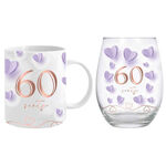 60th Birthday Mug & Stemless Wine Glass Set