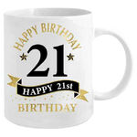 21st Birthday White & Gold Mug