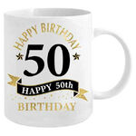 50th Birthday White & Gold Mug