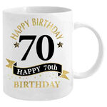 70th Birthday White & Gold Mug