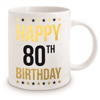 Gold Foil 80th Birthday Mug