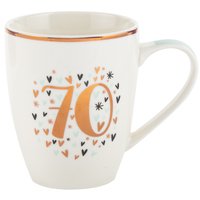 70th Birthday Pastel Heart Mug