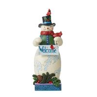 Jim Shore Heartwood Creek - Snowman Statue with Sign