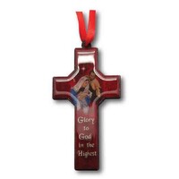 Wooden Cross Hanging Ornament - Glory to God