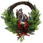 Christmas Wreath with Holy Family Plaque 30cm