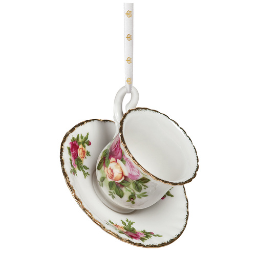 Royal Albert Old Country Roses Christmas Teacup & Saucer Ornament