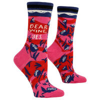 Blue Q Womens Crew Socks - Dear Wine Yes