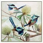 NF Living Wall Art - Fairy Wren Trio Painting 83x83cm