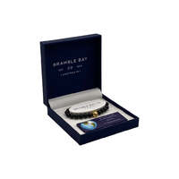 Bramble Bay Collections - Planet Earth Black Onyx Matte Gold Charm Bracelet