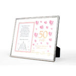 Paper Hearts 50th Birthday Silver-Edged Photo Frame