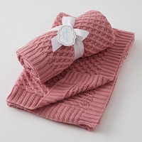 Pilbeam Jiggle & Giggle - Blush Basket Weave Knit Blanket
