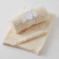 Pilbeam Jiggle & Giggle - Cream Basket Weave Knit Blanket