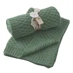 Pilbeam Nordic Kids - Forest Green Basket Weave Knit Blanket