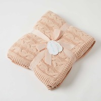 Pilbeam Jiggle & Giggle - Pink Clay And Cream Aurora Cable Knit Baby Blanket