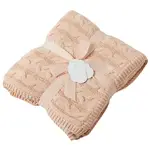 Pilbeam Jiggle & Giggle - Pink Clay And Cream Aurora Cable Knit Baby Blanket