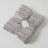 Pilbeam Jiggle & Giggle - Silver And Cream Aurora Cable Knit Baby Blanket