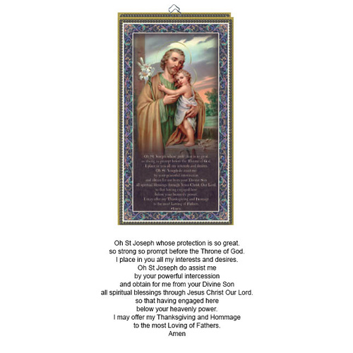 Hanging Wood Plaque With Prayer - St Joseph