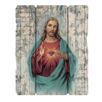 Vintage Hanging Saint Plaque - Sacred Heart Of Jesus