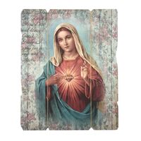 Vintage Hanging Saint Plaque - Sacred Heart Of Mary